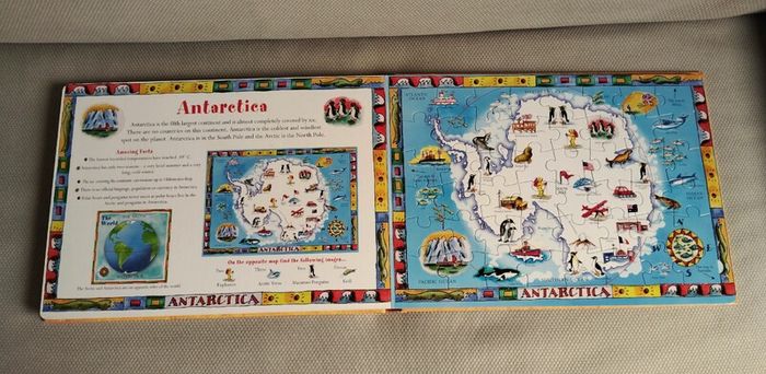 Seven continents of the world educational jigsaw book