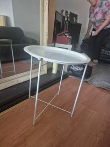 white metal coffee table