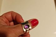 Brand New silver ring with natural amethyst