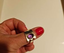 Brand New silver ring with natural amethyst