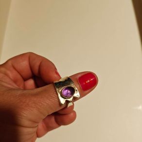 Brand New silver ring with natural amethyst