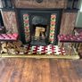 Vintage Chesterfield fireplace fender seat - brass and red leather Image 2