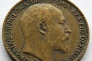 1909 farthing bronze british edwardian era coin