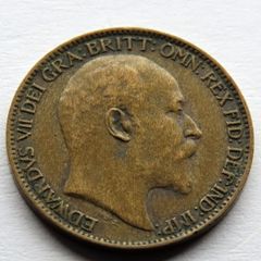 1909 farthing bronze british edwardian era coin