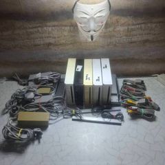 5 Nintendo Wii  Video Game Consoles Black  White Bundle  Tested  Working Cables