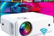Mini Projector, ClokoWe WiFi Projector with Projection Screen 1080P Full HD, 9000 Lux Portable Video 4K Projector Compatible with iphone TV Stick PS5 HDMI USB, Multimedia Home Movie Theater Projector (FREE POSTAGE)