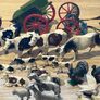 Vintage Lead Metal Farm Bundle Animals, People & Equipment Image 3