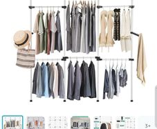 Telescopic heavy duty clothes hanging rail