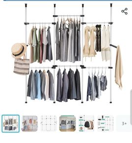 Telescopic heavy duty clothes hanging rail