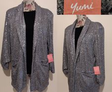 Yumi Silver Sequin Blazer new with tags