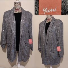 Yumi Silver Sequin Blazer new with tags