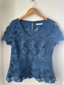 Jacques Vert navy blue lace top occasion wear new