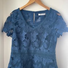 Jacques Vert navy blue lace top occasion wear new