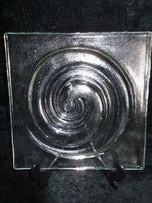 Czech Art glass dish, Axum glass with round deep spiral