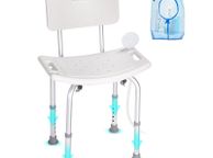 main image for ad Shower Chair, Shower Seat with Back, Adjustable Height Shower Stool, Shower Chair for Inside Shower Bathtub, Non-slip Bathroom Bench Bath Chair for Elderly Disabled Handicap, 158.8 kg Capacity