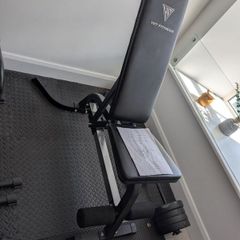 Adjustable Dumbbells (24kg each), Bench & Assorted