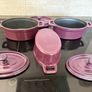 Three Unused Purple Iron Enamel Mini Casseroles Image 6