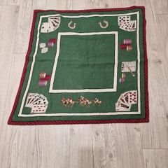 Vintage Needlepoint Poker / Card Game Table Cover | Green Casino Style Playing Card Mat