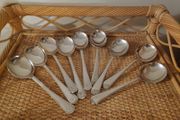 9 silver plated soup spoons, 4 Emperor Plate, Sheffield &amp; 5 Insignia Plate L &amp; W, EPNS A1