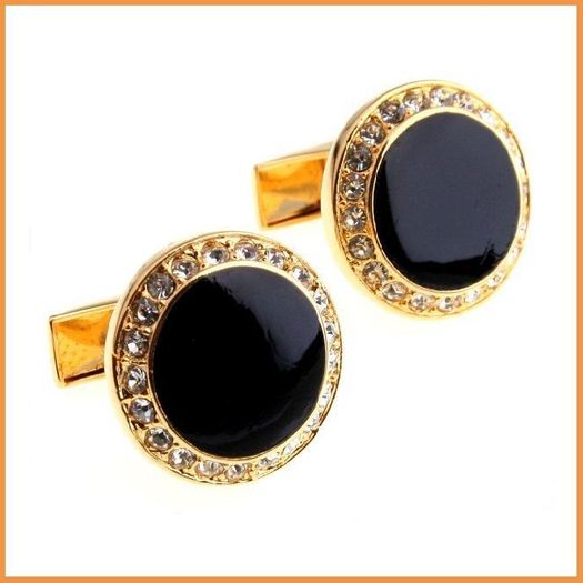 Gold Tone- Black Stone - Links For Men