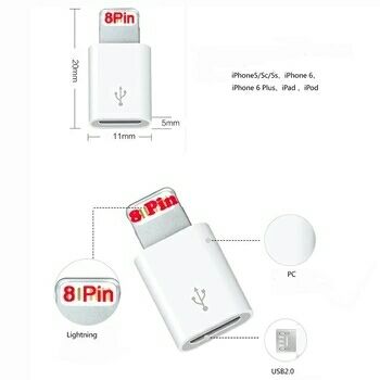 Micro USB data sync charging adaptor USB cable connector to 8pin for iPhone 6/6plus/5/5s/5c/lpad4/air/mini