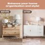 Cream Sideboard Storage Cabinet, Decorative Ribbed Wooden Buffet Storage Cabinet with 2 Doors and 3 Drawers Living Room Hallway Kitchen Sideboard, 120 x 40 x 77cm Image 6