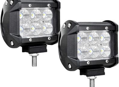 2PCS 4 Inch 18W Led Work Light Bar Flood Beam 12V 24V Led Pods 1800lm Offroad Driving Lights Fog Work Lamps for Tractor Truck Boat Car 4X4 ATV UTV SUV