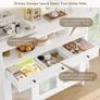 White Sideboard Storage Cabinet Kitchen Sideboard Buffet Cabinet with 3 Glass Doors 3 Drawers and Adjustable Shelves for Living Room Dining Room, Metal Frame 108x38x98.5cm Image 8