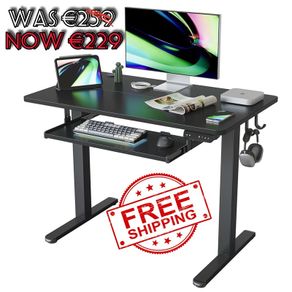 NEW SALE | Height Adjustable Electric Standing Desk with Keyboard Tray, 100 x 60 cm Sit Stand up Desk