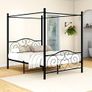 5ft King Canopy Bed Frame Platform, 150x200cm Kingsize Bed Frame with Vintage Headboard and Footboard, Heavy Duty Steel Slats and Support with Mattress Foundation,Black Image 7