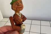 Vintage Anri Hand Carved Wood Beer Drinker Bottle Cork Stopper