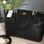 Coach Kelsie Satchel  in Pebble Leather Crossbody Bag Medium Size, colour black, cards, dust bag included. Image 5