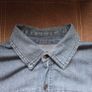 Men's  classic mid wash blue denim long sleeve shirt, XL Image 4