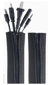 Zipper Cable Sleeve By Wrap-It Storage - 49.78 cm X 10.16cm (2-Pack) Black, Protector For Desk, Computer, TV Cord Management, new, unopened.