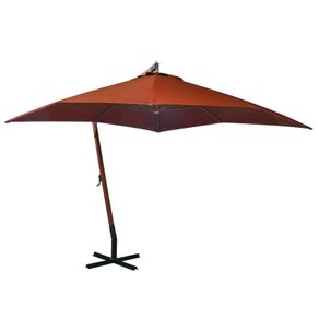 Hanging Parasol with Pole Terracotta 3x3 m Solid Fir Wood