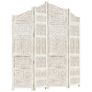 Hand carved 4-Panel Room Divider White 160x165 cm Solid Mango Wood Image 4
