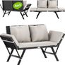 Polyrattan Garden Bench with Reclining Function Image 3