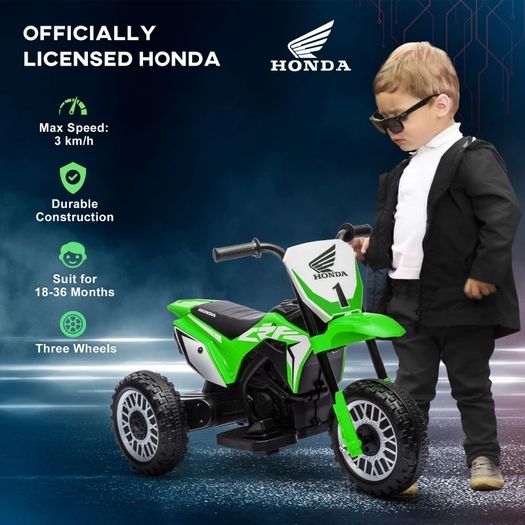 6V Kids Motorbike, Three-Wheel Kids Electric Bike with Horn, Startup Sound for Ages 18-36 Months Green