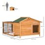 Wooden Rabbit Hutch Outdoor, Guinea Pig Hutch, Detachable Pet House Animal Cage with Openable Run and Roof, Lockable Door, and Slide-out Tray, 146 x 95 x 69cm Image 3