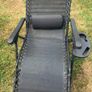 Folding Recliner Sun Lounger for Garden & Outdoor, with Cup & Phone Holder, Black Image 3