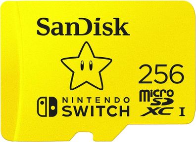 SANDISK micro SD card licensed for Nintendo Switch consoles, 256GB Super Mario Superstar edition (up to 100 MB/s, Nintendo gaming storage, UHS-I, Class 10, V30, U3)