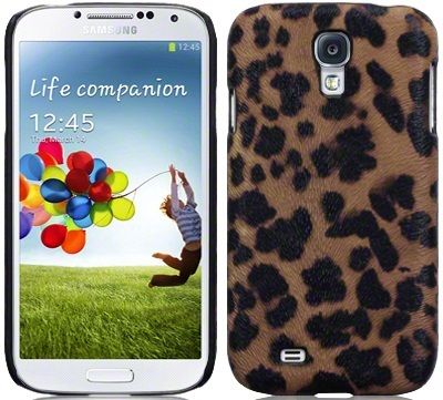 New Samsung I9500 Galazy S4 Covert Pu Leather Back Case Cover Leopard Print / Red Textured Design
