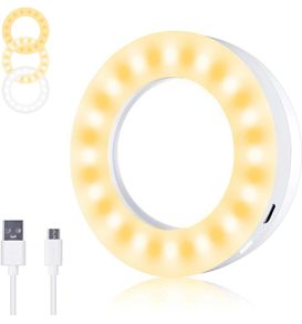 Selfie ring light 3 Light Modes 40 LED Dimmable Mini Portable Fill Light Clip on Phone Laptop for Photography