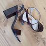 New Penneys Wine Croc Heeled Sandals Image 3