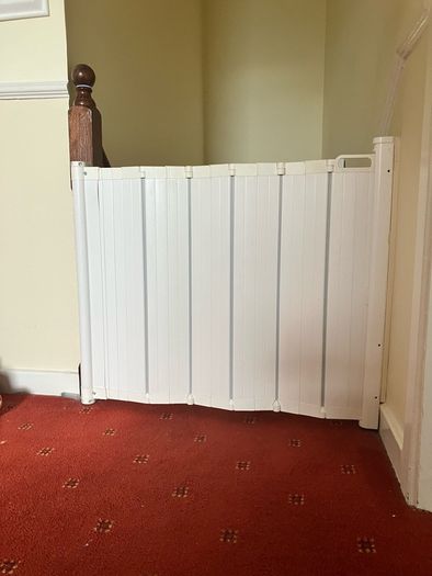 Two Babydan auto retracting stair gates plus brand new extensions