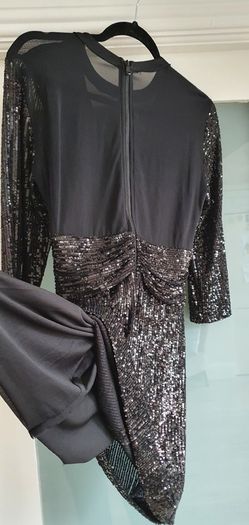 UNSIGNED black sequins and sheer bodycon Sz 8
