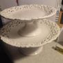 Vintage pedestal cake stand set of 2 one large the anther one is smaller. Image 2