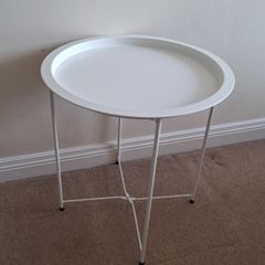 White Metal Tray Side Table