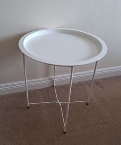 White Metal Tray Side Table