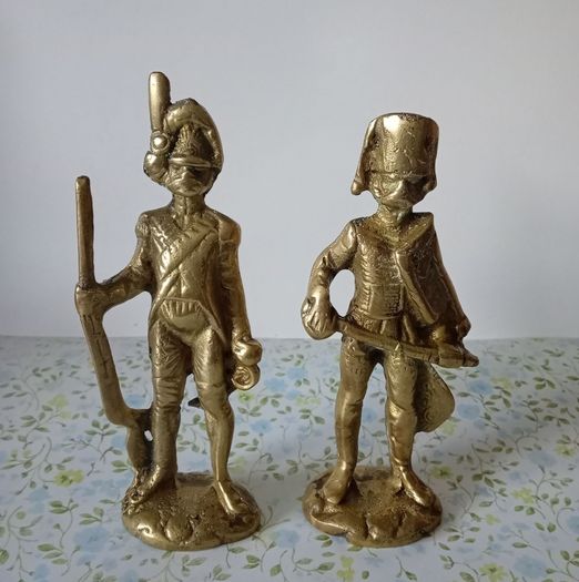 Pair of Vintage Brass Napoleonic Era Soldier Figurines.